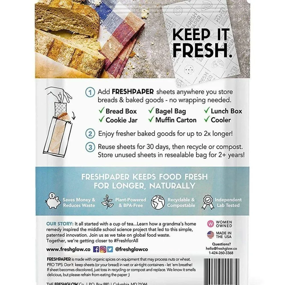 FRESHPAPER Food Saver Sheets for Bread
